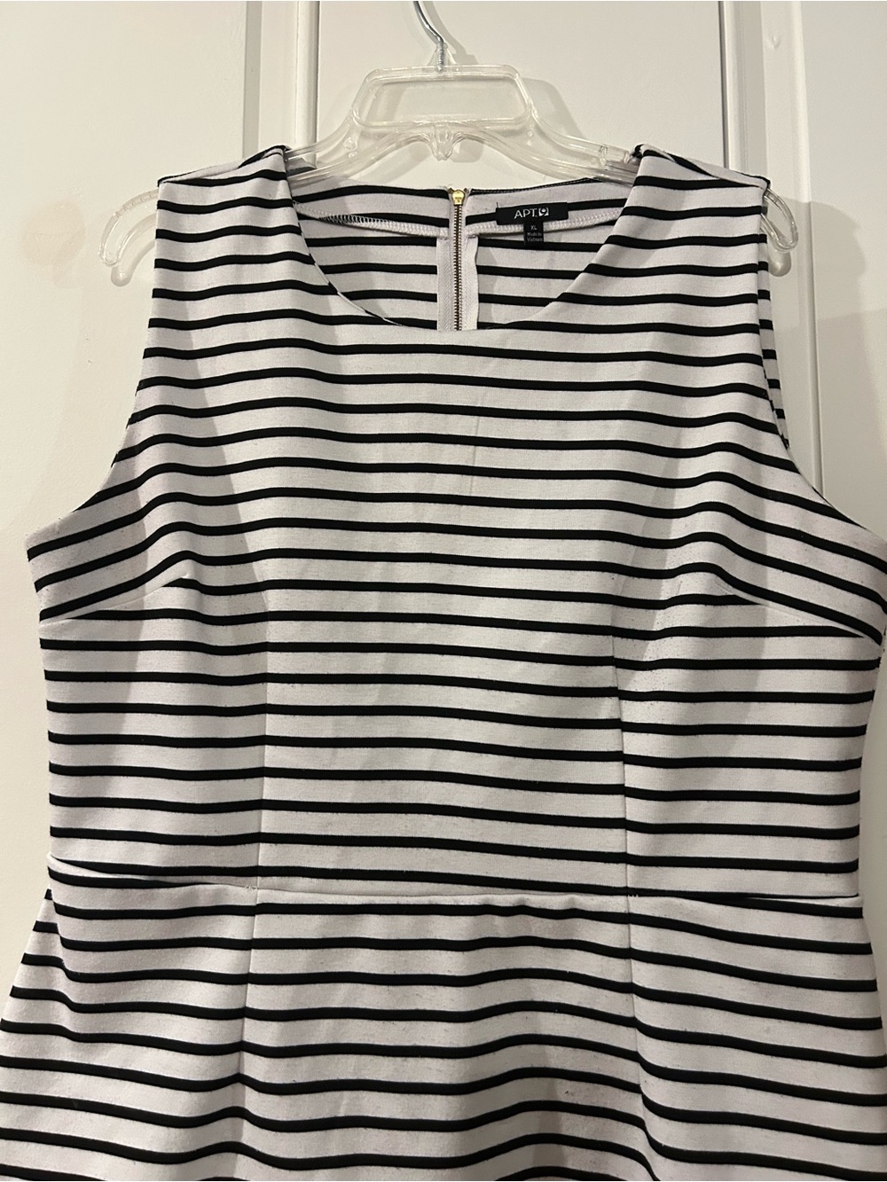 Apt. 9 Black and White Striped Sleeveless Peplum Tank
